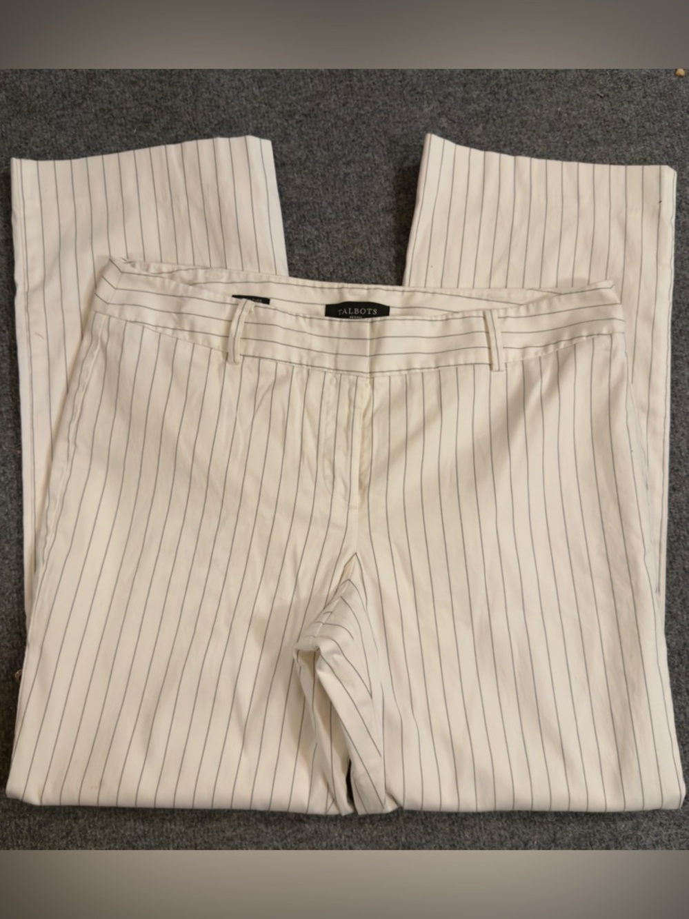 Talbots Signature Straight Leg Chino White with Gray Stripes Size 12P